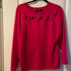 Hot Pink Sweater with cute neck cutouts.